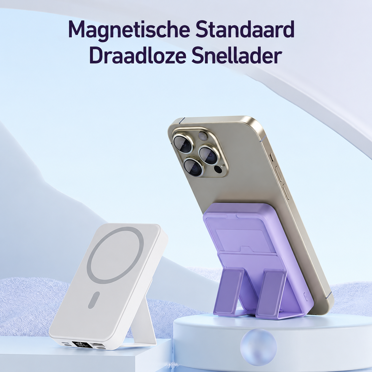 Magnetische draadloze powerbank met standaard