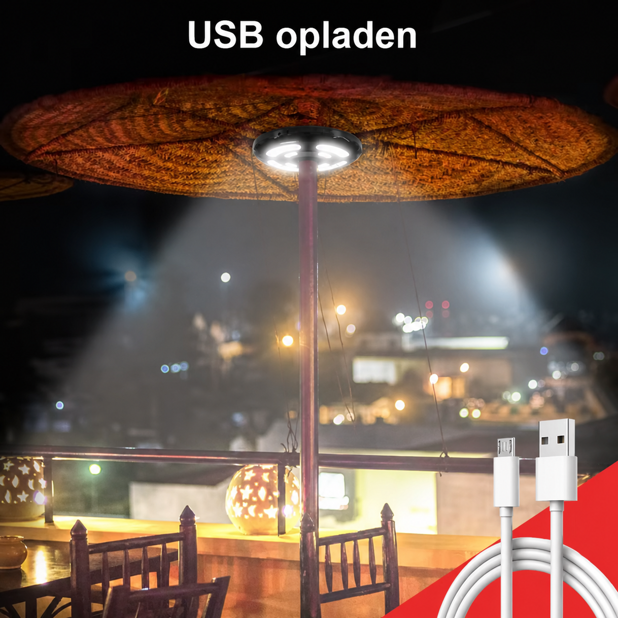 Luminus - Parasollamp met 28 LED-lampjes