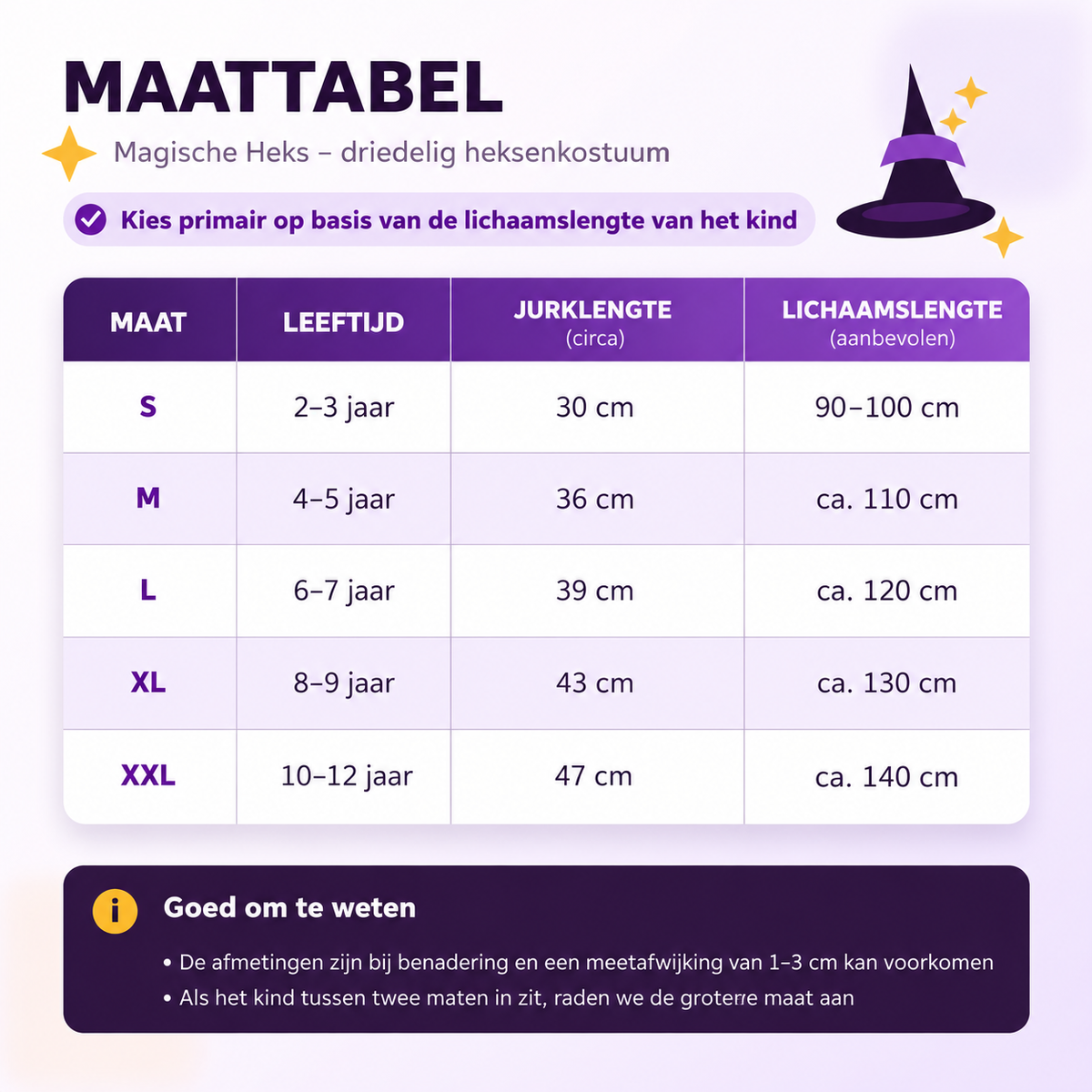 Magische Heks – Driedelig heksenkostuum voor kinderen