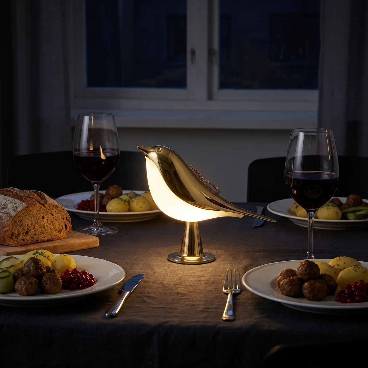 Draadloze vogellamp met aanraakdimmer