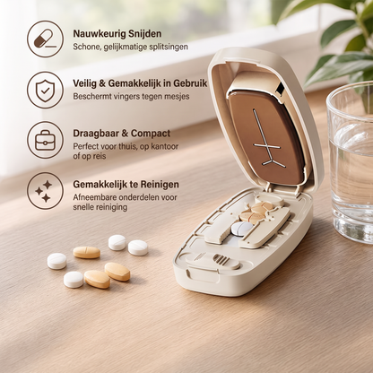 Draagbare Pillensnijder – Snijdt tabletten nauwkeurig, compact ontwerp voor op reis en thuisgebruik