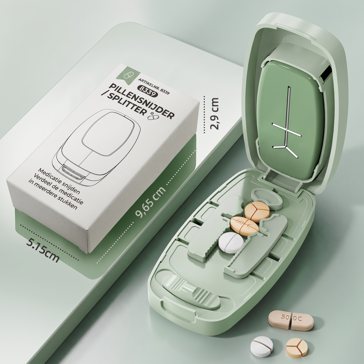 Draagbare Pillensnijder – Snijdt tabletten nauwkeurig, compact ontwerp voor op reis en thuisgebruik