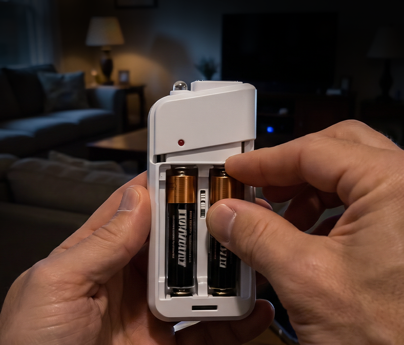 Draagbare noodlader met AA-batterijen – USB-opladen, compact en met LED-zaklamp – perfect voor op reis, woon-werkverkeer en stroomuitval