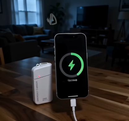 Draagbare noodlader met AA-batterijen – USB-opladen, compact en met LED-zaklamp – perfect voor op reis, woon-werkverkeer en stroomuitval