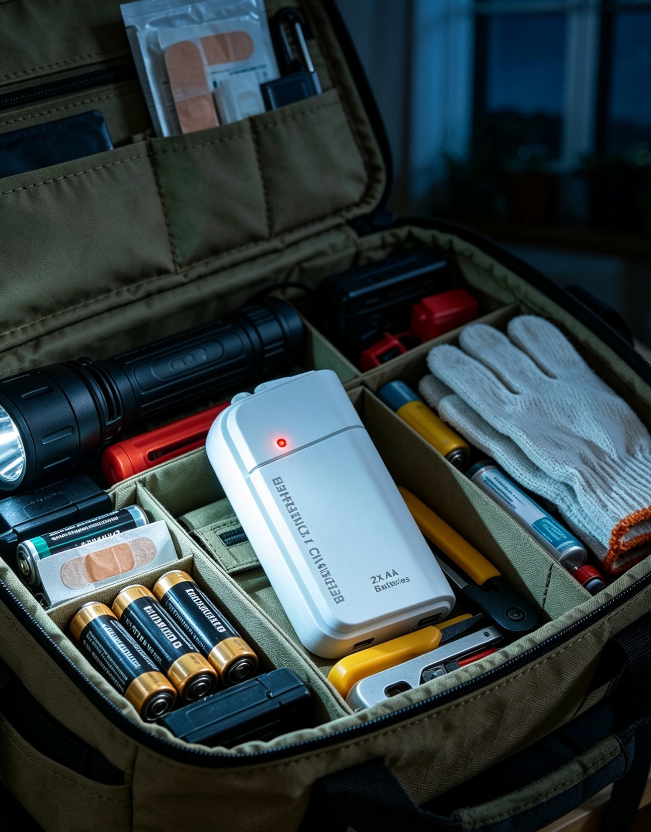 Draagbare noodlader met AA-batterijen – USB-opladen, compact en met LED-zaklamp – perfect voor op reis, woon-werkverkeer en stroomuitval