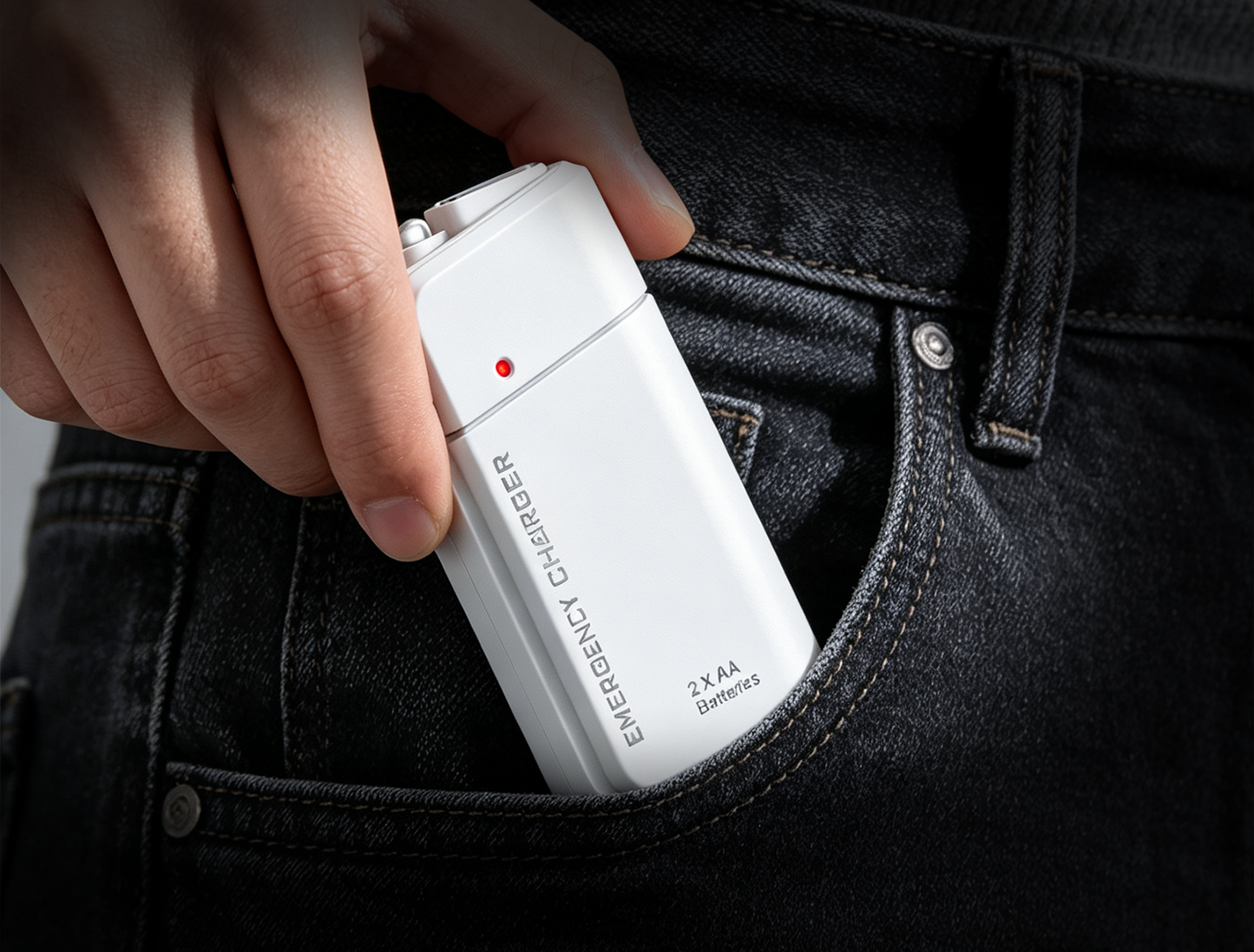 Draagbare noodlader met AA-batterijen – USB-opladen, compact en met LED-zaklamp – perfect voor op reis, woon-werkverkeer en stroomuitval