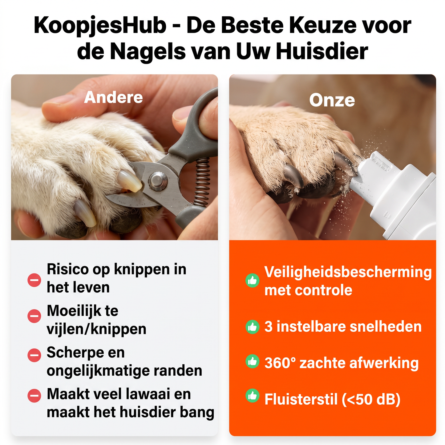 Elektrische klauwslijper voor huisdieren met LED-display