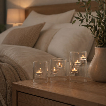 Glazen Theelichtjes Lantaarns (3 Stuks)
