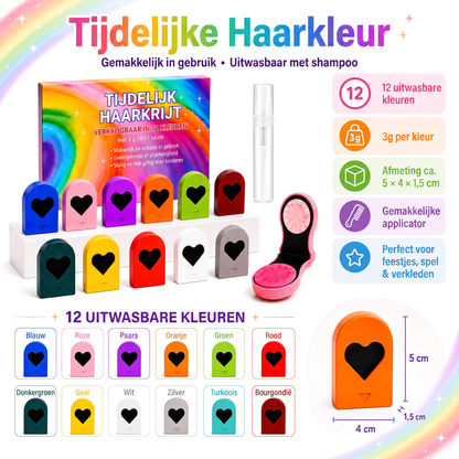 Haarkleurpotloden – 12 Uitwasbare Kleuren