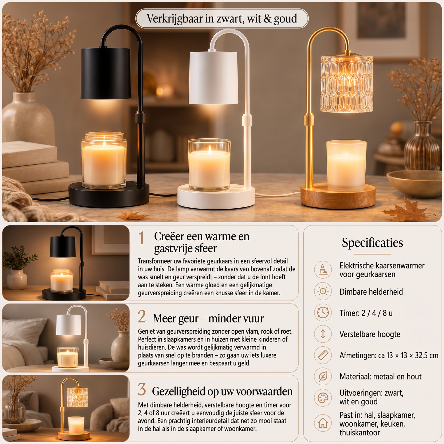 Kaarsenwarmer Lamp – geur en sfeer zonder open vlam