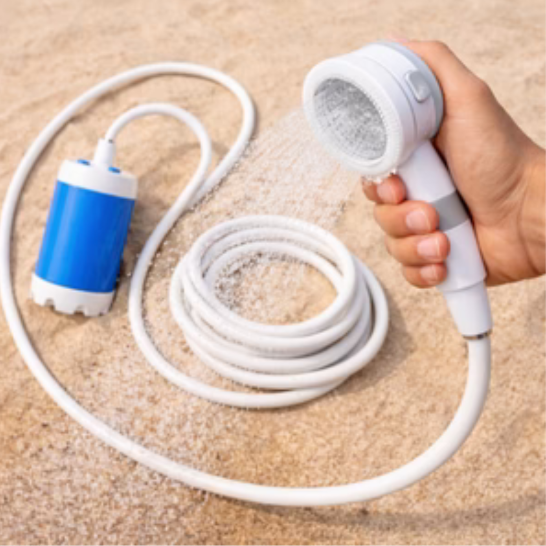 Draagbare waterpomp: set met slang en sproeier