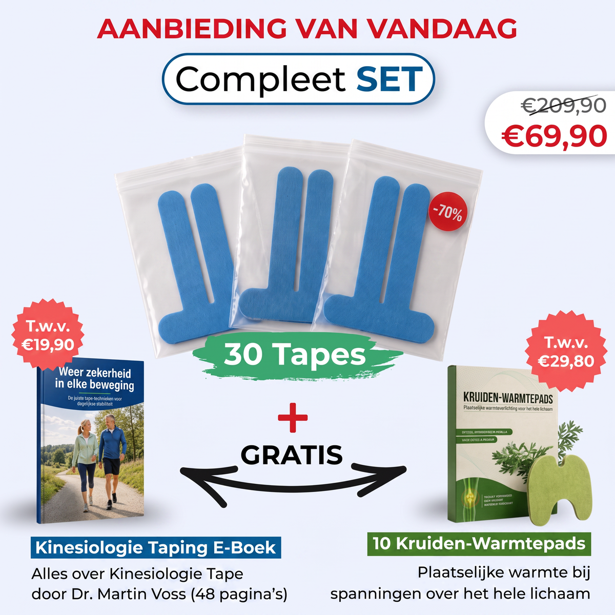 Kniegewricht Correctie Tape - Beweeg weer met vertrouwen, zonder voortdurend aan je knie te hoeven denken