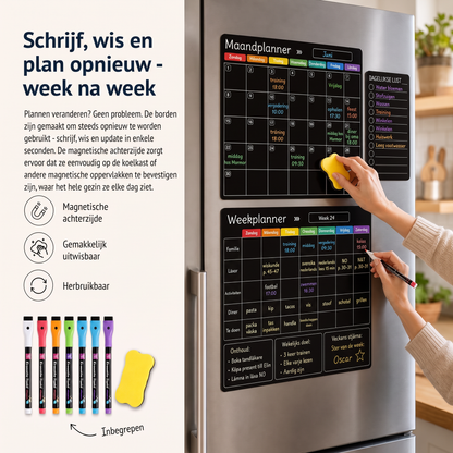 Magnetische gezinsplanner –  Maand-, week- en dagoverzicht