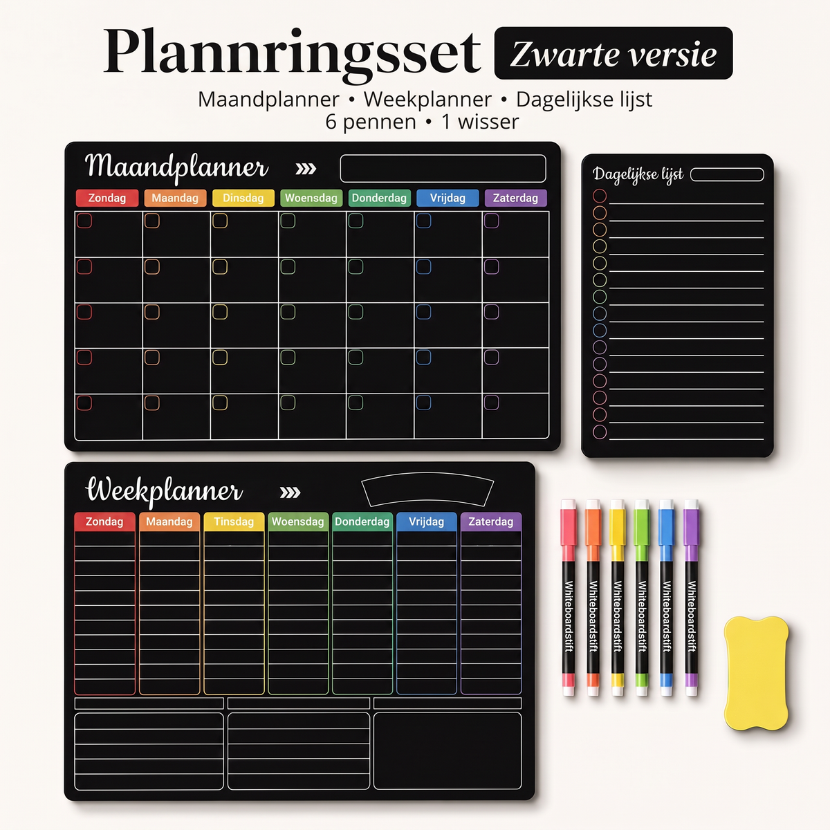 Magnetische gezinsplanner –  Maand-, week- en dagoverzicht
