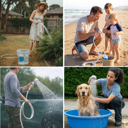 Draagbare waterpomp: set met slang en sproeier