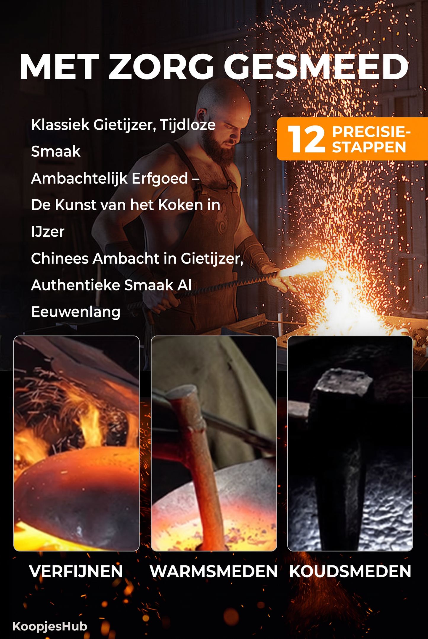 Ongecoate gietijzeren pan – geen chemicaliën, geen afbladderende coating