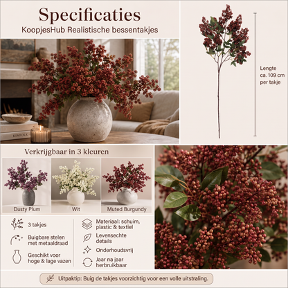 Realistische bessentakjes (3-pack) – het gezelligste interieurdetail van de herfst