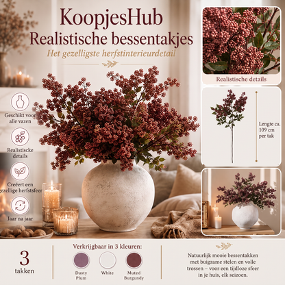 Realistische bessentakjes (3-pack) – het gezelligste interieurdetail van de herfst