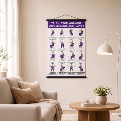 Tai Chi stoeltraining – set van 2 posters voor eenvoudige thuistraining (60+)