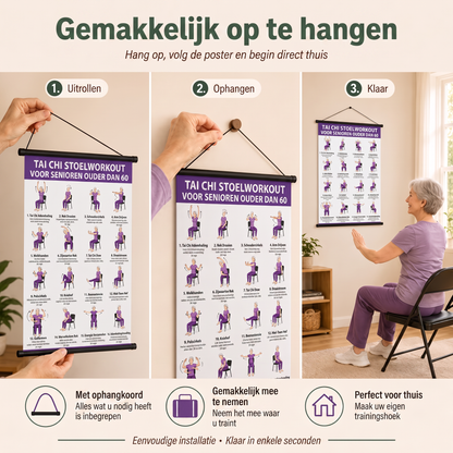 Tai Chi stoeltraining – set van 2 posters voor eenvoudige thuistraining (60+)