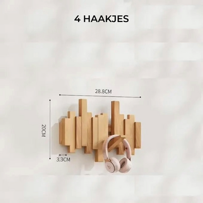 KeyNote – Design wandhaak met inklapbare houten haken