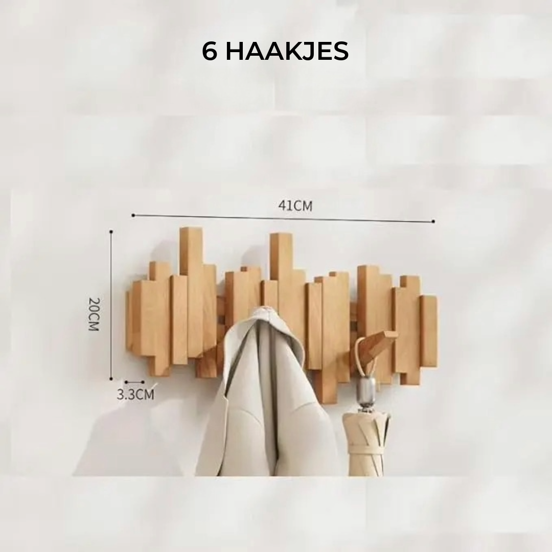 KeyNote – Design wandhaak met inklapbare houten haken
