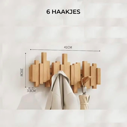 KeyNote – Design wandhaak met inklapbare houten haken