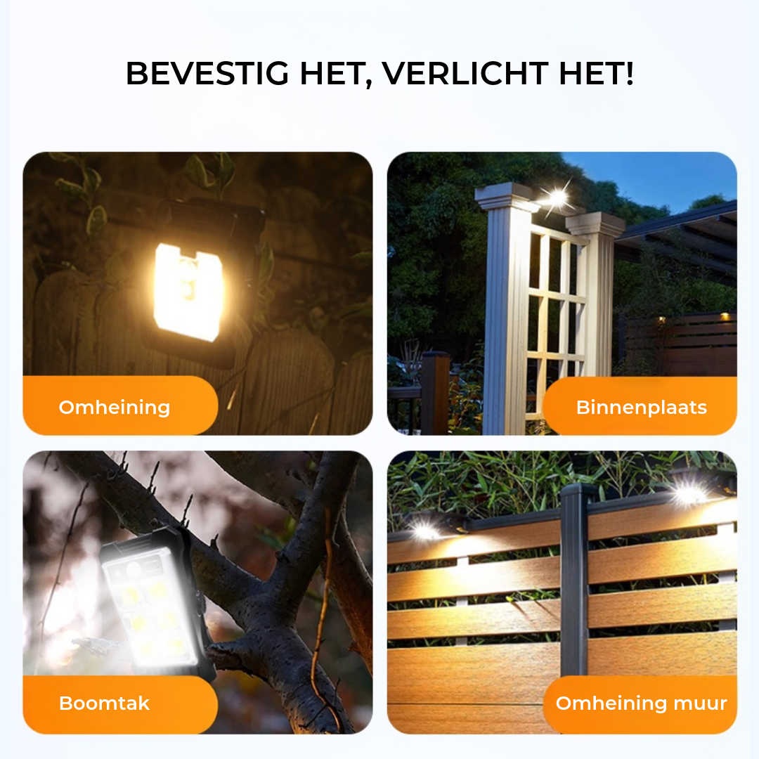 Buitenlamp op zonne-energie met bewegingssensor en clipbevestiging