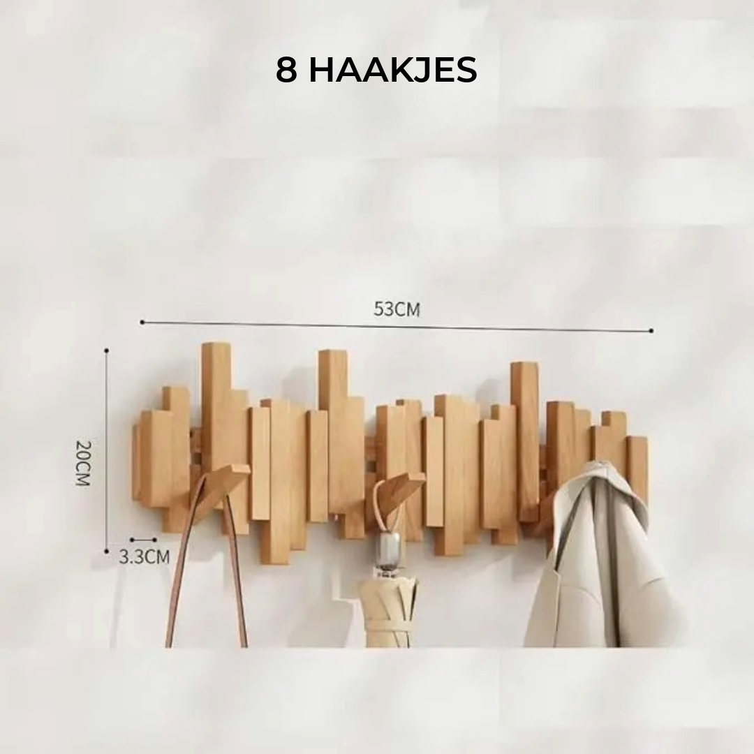 KeyNote – Design wandhaak met inklapbare houten haken