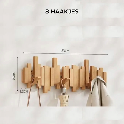 KeyNote – Design wandhaak met inklapbare houten haken
