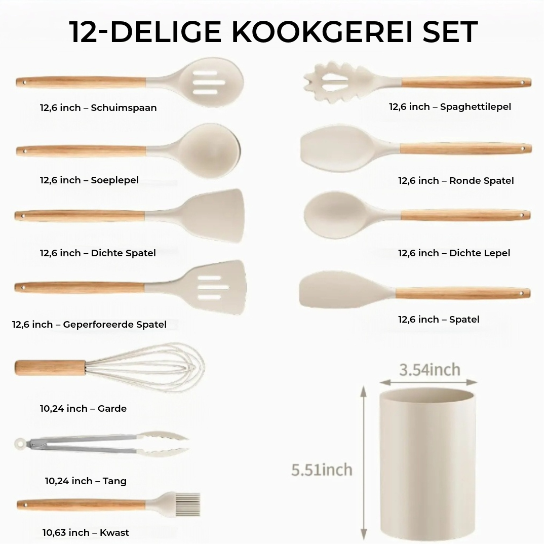 NordicKitchen – Stijlvolle siliconen kookset (12-delig)