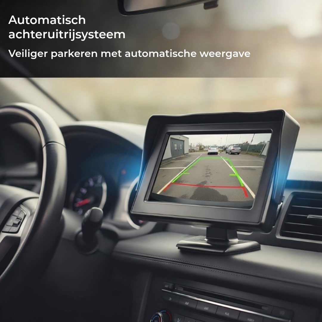 HD autoscherm (4,3 inch) – Dubbele video-ingang & automatische achteruitrijweergave