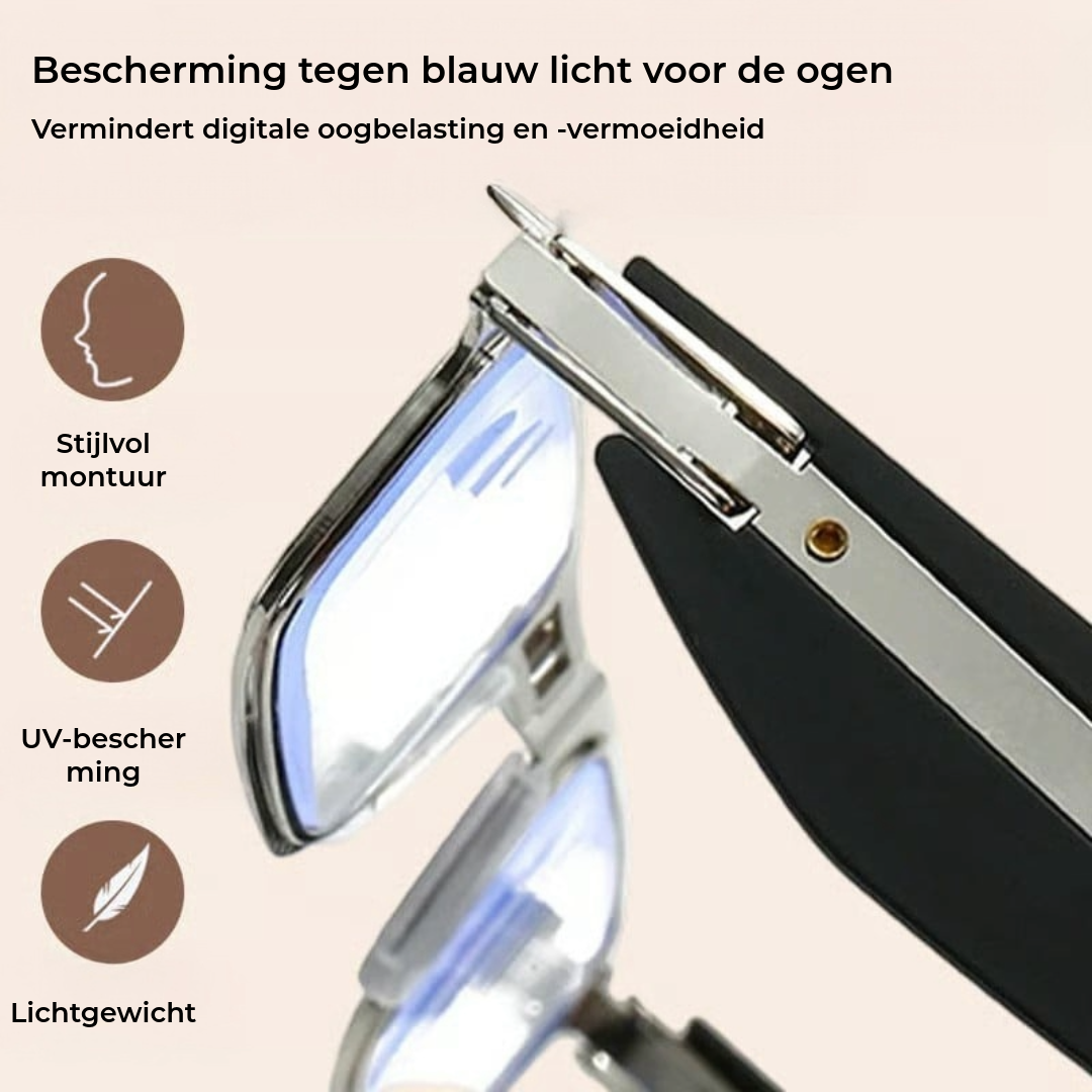 Opvouwbare leesbril met blauwlichtfilter en etui