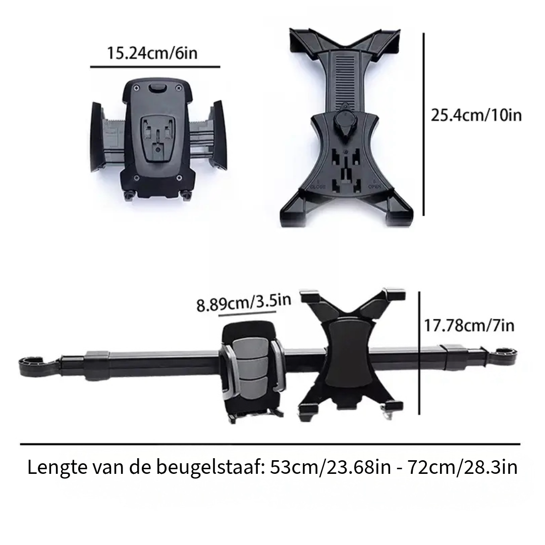 Tablet- en mobiele telefoonhouder voor de auto