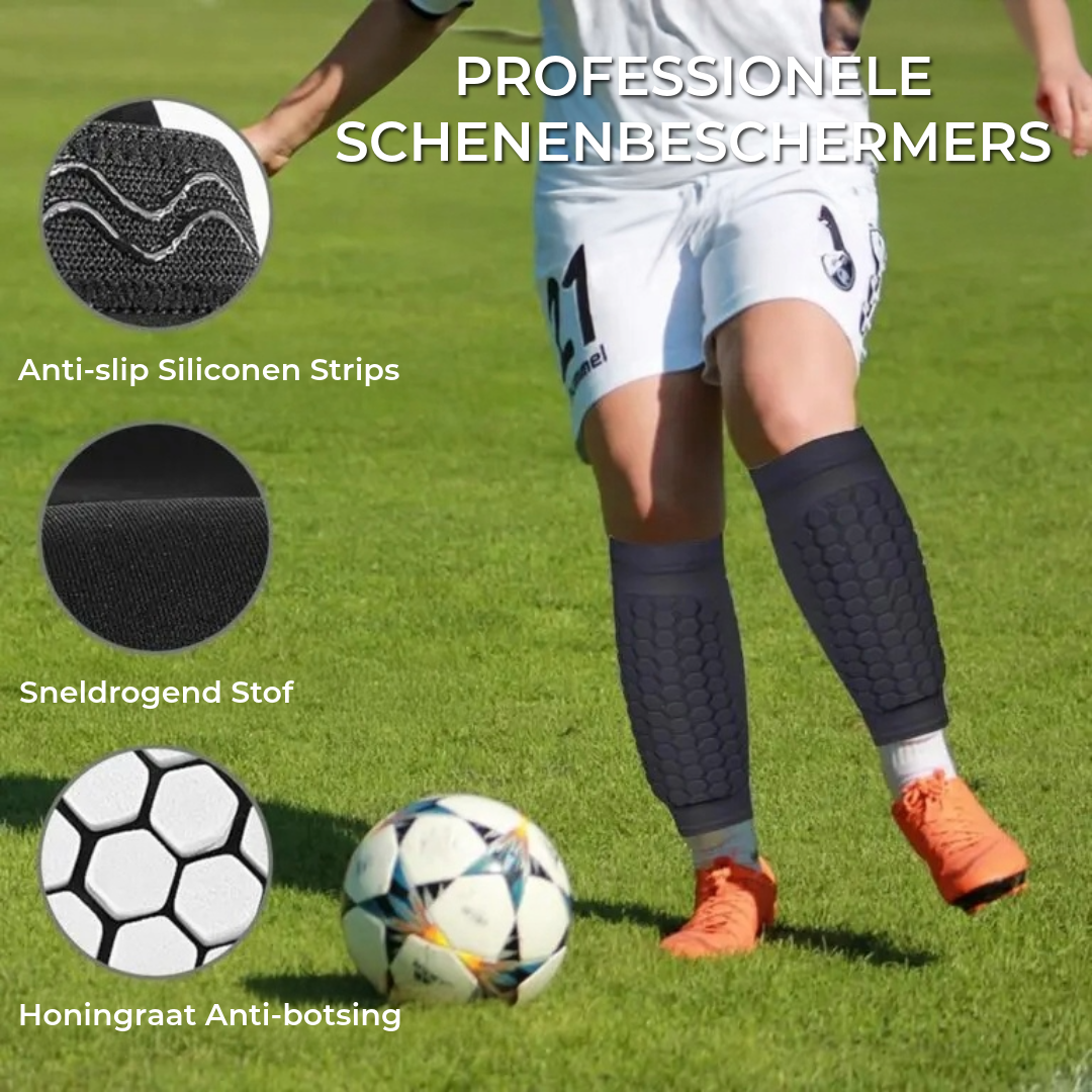 ProShield - Voetbalscheenbeschermers – compressiemouw met honingraatbescherming voor veiliger en soepeler spelen