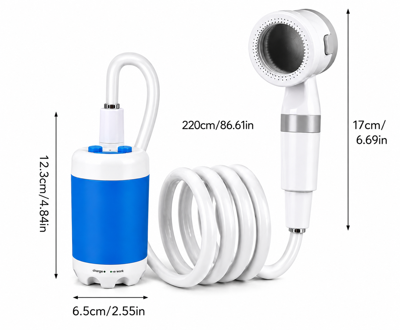 Draagbare waterpomp: set met slang en sproeier