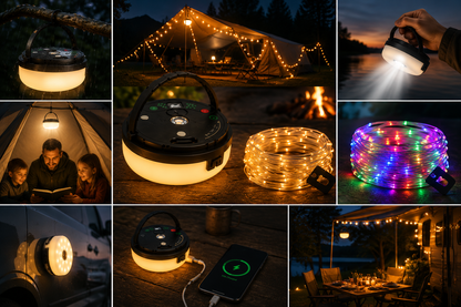 4-in-1 – Oplaadbare campinglamp met lichtsnoer en powerbank