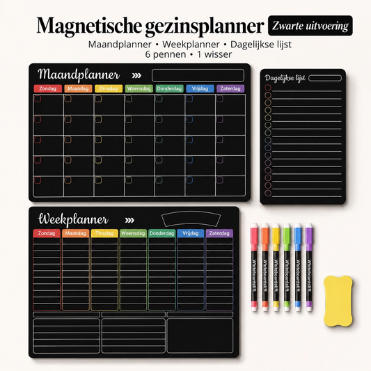 Magnetische gezinsplanner –  Maand-, week- en dagoverzicht