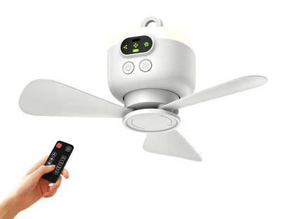 Draagbare campingventilator met ledverlichting en afstandsbediening