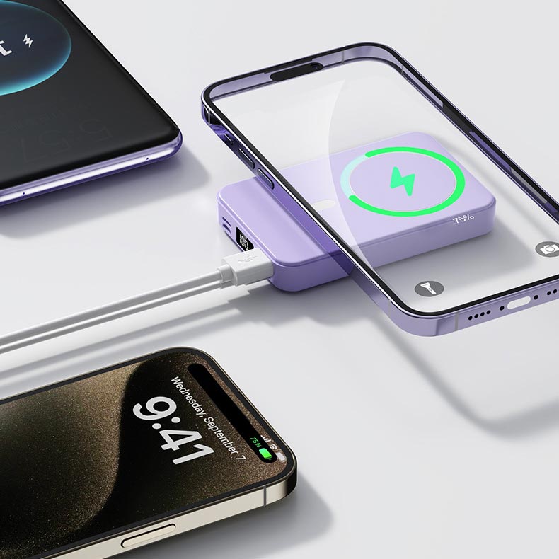 Magnetische draadloze powerbank met standaard
