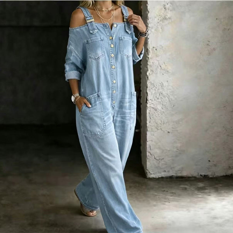 Jumpsuit met wijde pijpen en zakken