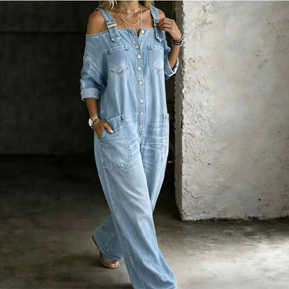 Jumpsuit met wijde pijpen en zakken