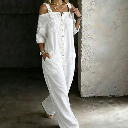 Jumpsuit met wijde pijpen en zakken