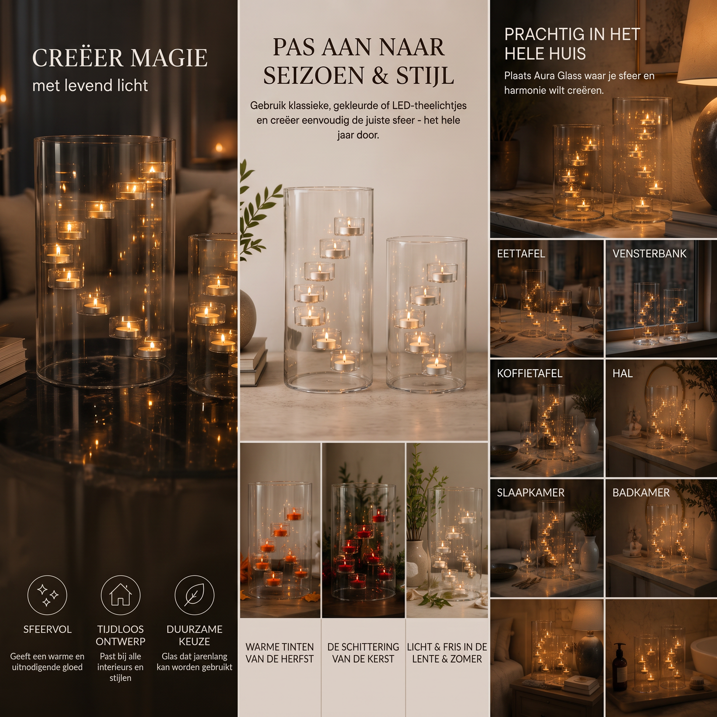 Aura Glass – Kaarsenlantaarn voor drijvende theelichtjes