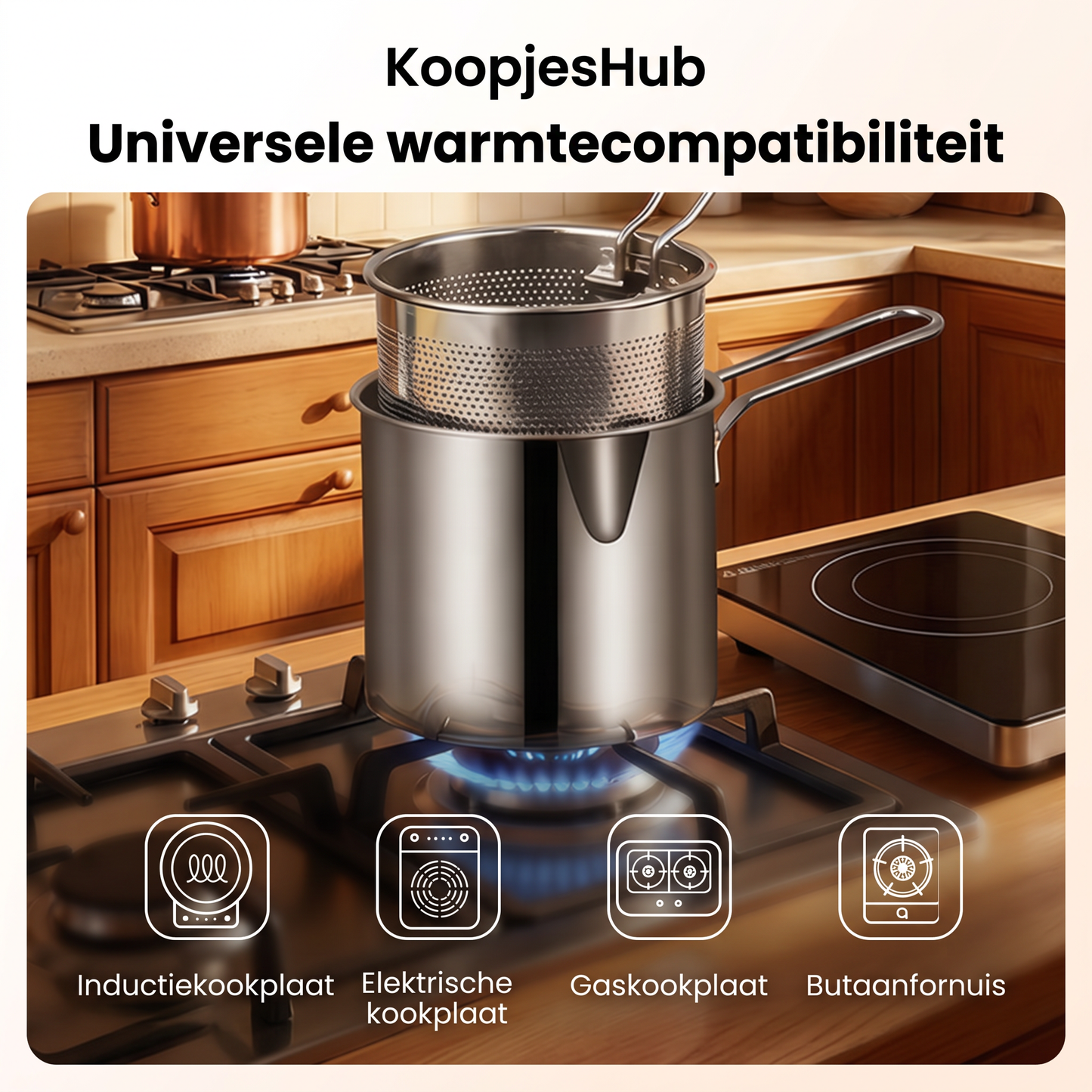 Multifunctionele Frituurpan - Frituren, braden, koken en stoven in één pa