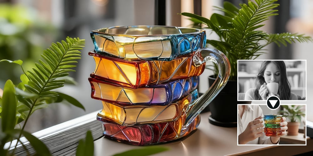 Handgeschilderde Boeken Koffietas