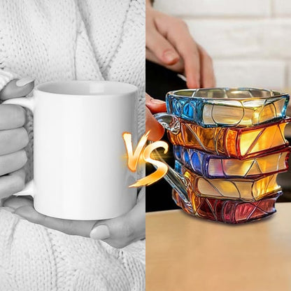 Handgeschilderde Boeken Koffietas